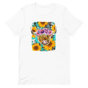 Sunflower Highland Cow Bella Canvas Unisex t-shirt