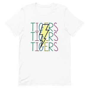 Tigers Fun Colored Bolt Bella Canvas Unisex t-shirt