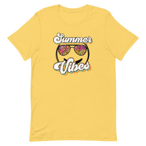 Summer Vibes Smiley Face Sunglasses Bella Canvas Unisex t-shirt