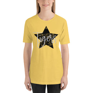 Black Distressed Tigers Star Bella Canvas Unisex t-shirt