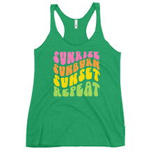 Load image into Gallery viewer, Sunrise Sunburn Sunset Repeat Bella Canvas Women&#39;s Racerback Tank
