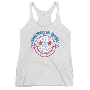 American Babe Smiley Face Leopard Bella Canvas Women's Racerback Tank