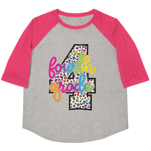 Fourth Grade Colorful Leopard Youth baseball shirt
