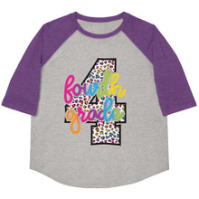 Load image into Gallery viewer, Fourth Grade Colorful Leopard Youth baseball shirt
