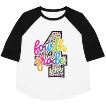 Load image into Gallery viewer, Fourth Grade Colorful Leopard Youth baseball shirt
