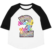 Load image into Gallery viewer, Second Grade Colorful Leopard Youth baseball shirt
