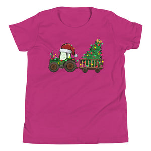 Christmas Tractor Youth Short Sleeve T-Shirt