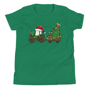 Christmas Tractor Youth Short Sleeve T-Shirt