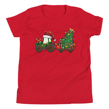 Load image into Gallery viewer, Christmas Tractor Youth Short Sleeve T-Shirt
